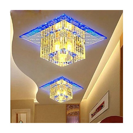 Mini lámpara de techo de cristal SMD de 3 W, creativa, con tubo de luz, luz de cúpula cuadrada de colores. Mini lámpara de techo de cristal SMD de 3 W, creativa, con tubo de luz, luz de cúpula cuadrada de colores.