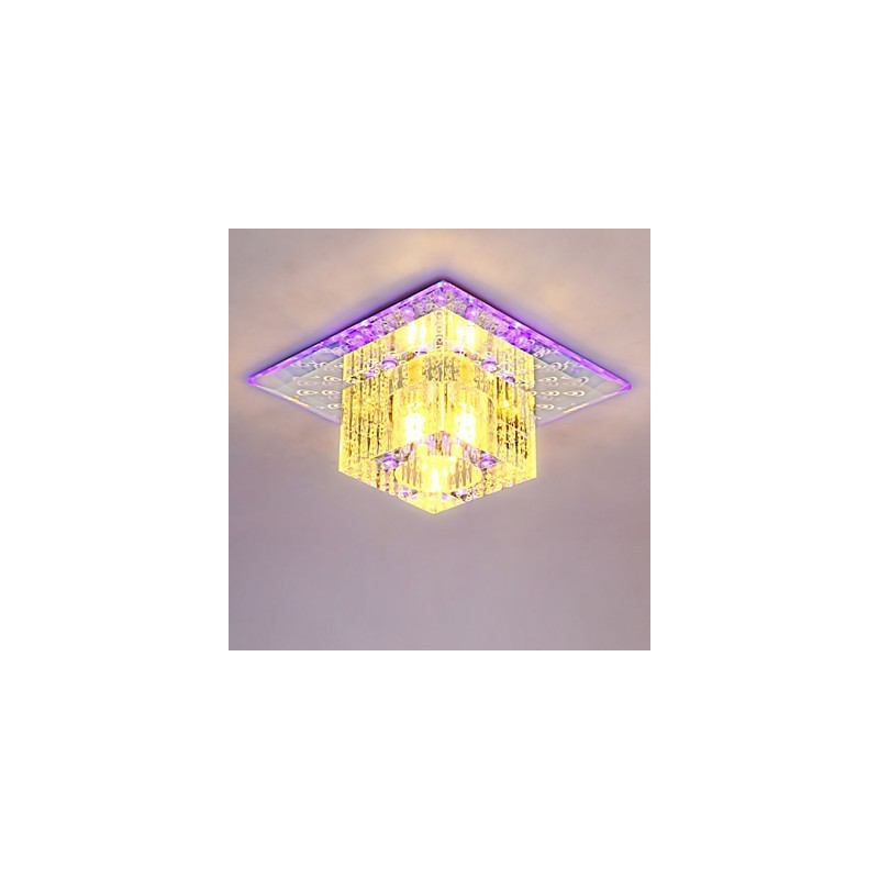 Mini lámpara de techo de cristal SMD de 3 W, creativa, con tubo de luz, luz de cúpula cuadrada de colores.