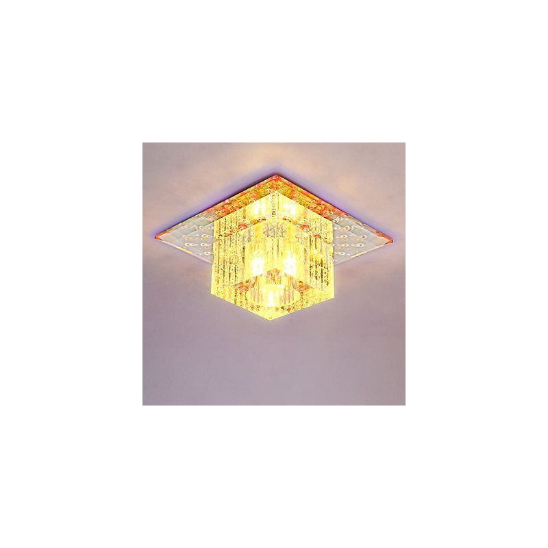 Mini lámpara de techo de cristal SMD de 3 W, creativa, con tubo de luz, luz de cúpula cuadrada de colores.