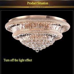 Lámpara de techo de cristal moderna de lujo con cúpula absorbente de 80 cm de diámetro.