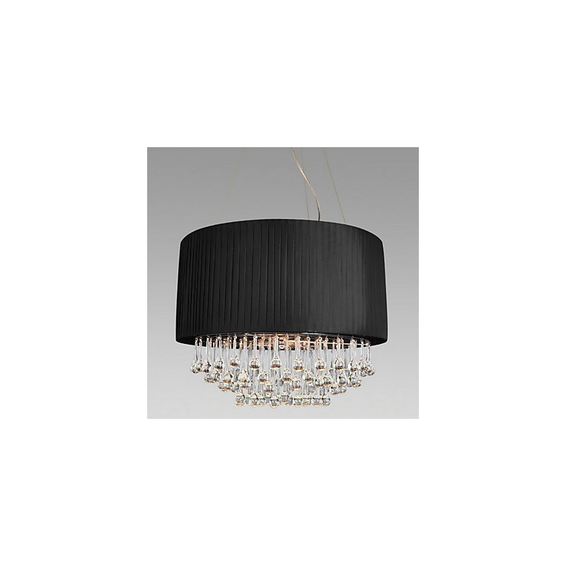 Lámpara de techo de cristal con 5 luces y pantalla de tela negra