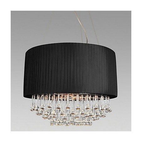 Lámpara de techo de cristal con 5 luces y pantalla de tela negra