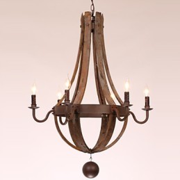 Lámpara de araña de 6 luces, estilo vintage, retro, estilo campestre, para salón, comedor, garaje, de metal.