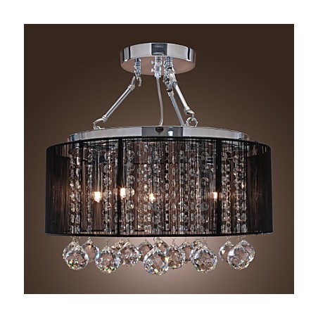 Lámpara de techo moderna de cristal con 5 luces y pantalla de tela negra Lámpara de techo moderna de cristal con 5 luces y pantalla de tela negra