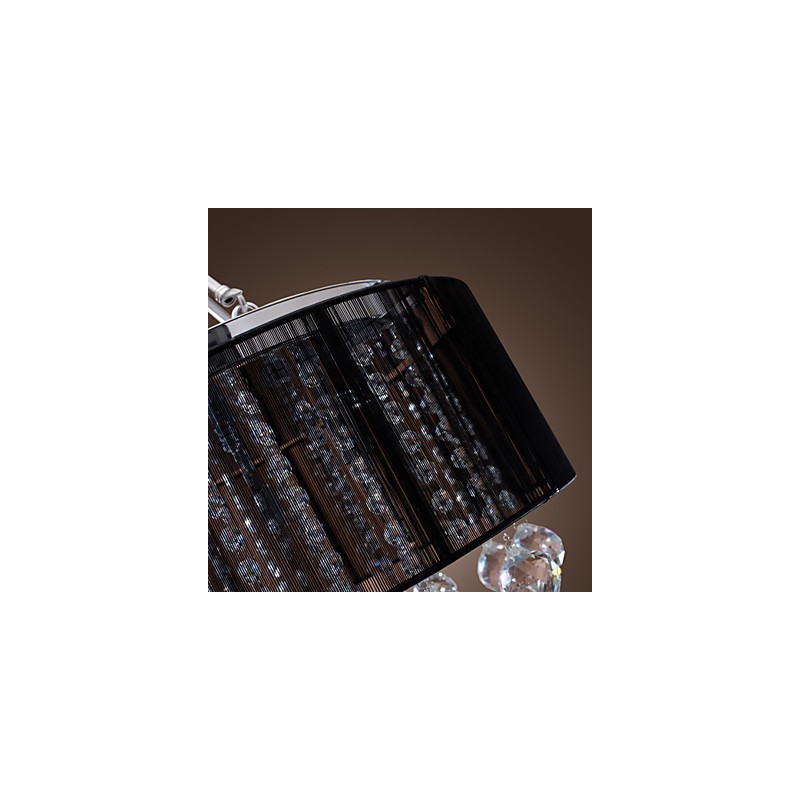 Lámpara de techo moderna de cristal con 5 luces y pantalla de tela negra