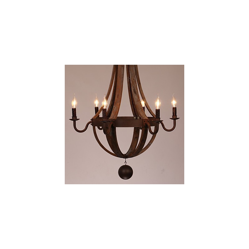 Lámpara de araña de 6 luces, estilo vintage, retro, estilo campestre, para salón, comedor, garaje, de metal.