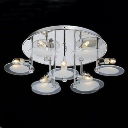 Lámpara empotrada moderna de acero inoxidable con 9 luces