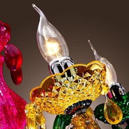 Lámpara de araña clásica tradicional de acrílico cromado y cristal