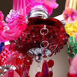Lámpara de araña clásica tradicional de acrílico cromado y cristal