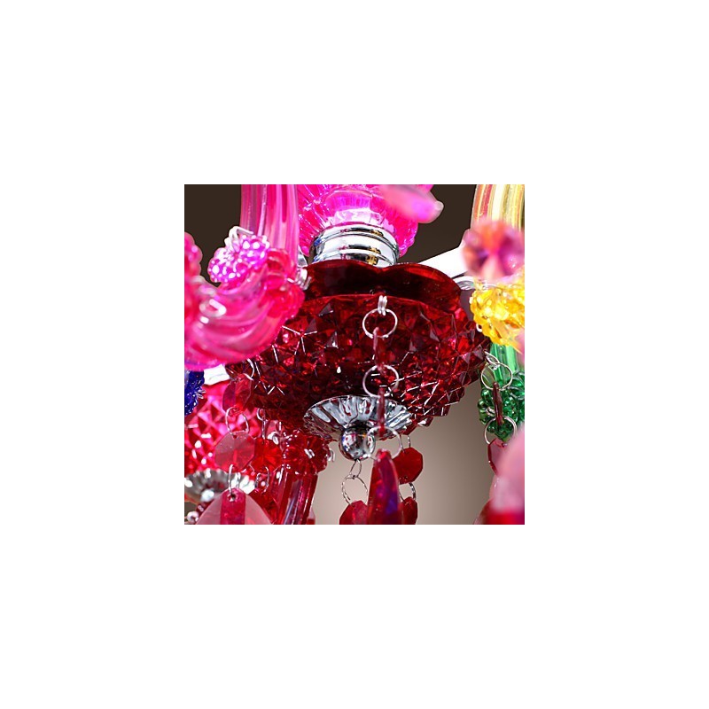 Lámpara de araña clásica tradicional de acrílico cromado y cristal