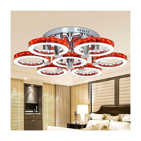 Lámpara de araña de acrílico rojo con 7 luces (cromada) Lámpara de araña de acrílico rojo con 7 luces (cromada)