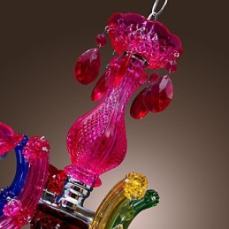 Lámpara de araña clásica tradicional de acrílico cromado y cristal