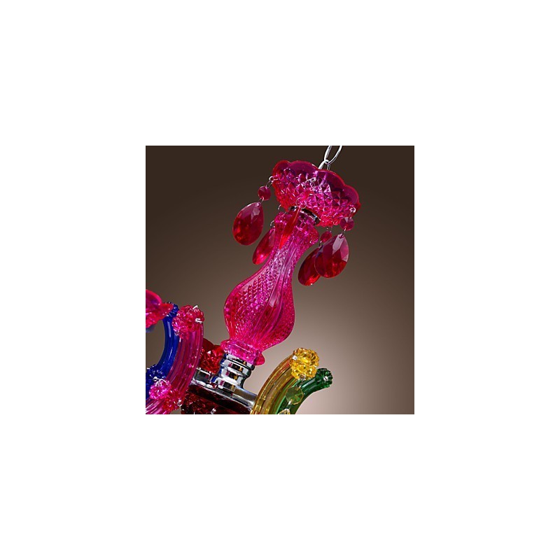 Lámpara de araña clásica tradicional de acrílico cromado y cristal