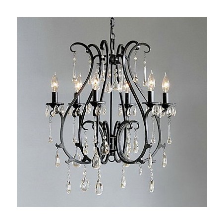 Lámpara de araña de cristal moderna de 6 luces con función de vela Lámpara de araña de cristal moderna de 6 luces con función de vela