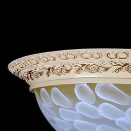 Lámpara de techo empotrada blanca con patrón de vidrio, resina, talla dorada, estilo clásico europeo