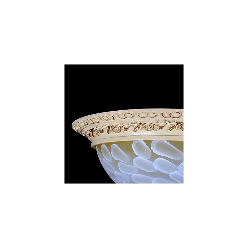 Lámpara de techo empotrada blanca con patrón de vidrio, resina, talla dorada, estilo clásico europeo
