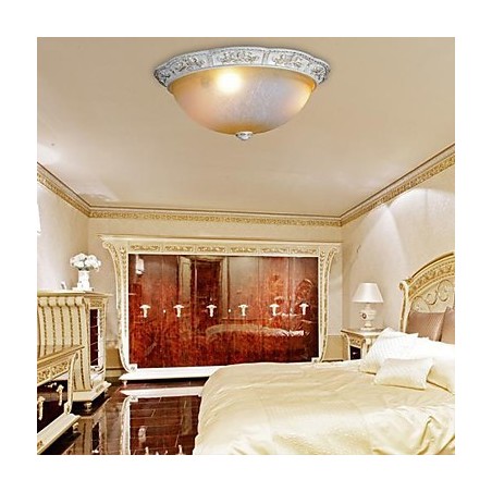 Lámpara de techo blanca de cristal amarillo claro con diseño de resina tallada, estilo clásico europeo. Lámpara de techo blanca de cristal amarillo claro con diseño de resina tallada, estilo clásico europeo.