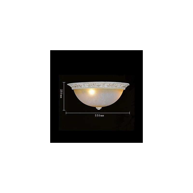 Lámpara de techo blanca de cristal amarillo claro con diseño de resina tallada, estilo clásico europeo.