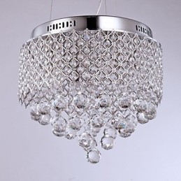 Lámpara de techo moderna contemporánea de metal cromado y cristal