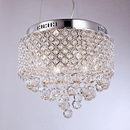 Lámpara de techo moderna contemporánea de metal cromado y cristal