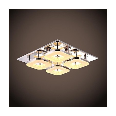 Lámpara empotrada de acrílico de 4 luces, moderna, galvanizada en acero inoxidable.