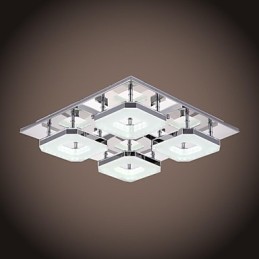 Lámpara empotrada de acrílico de 4 luces, moderna, galvanizada en acero inoxidable.