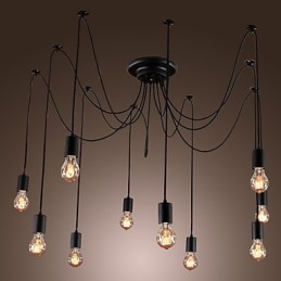 Lámpara colgante de 10 luces con diseño vintage y bombillas incluidas.