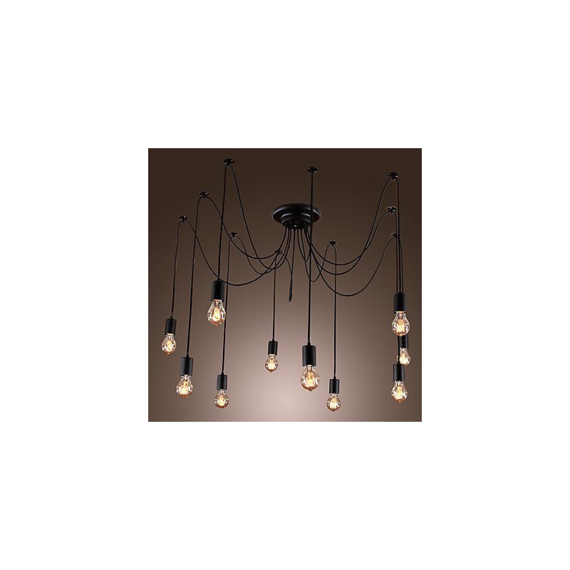 Lámpara colgante de 10 luces con diseño vintage y bombillas incluidas.