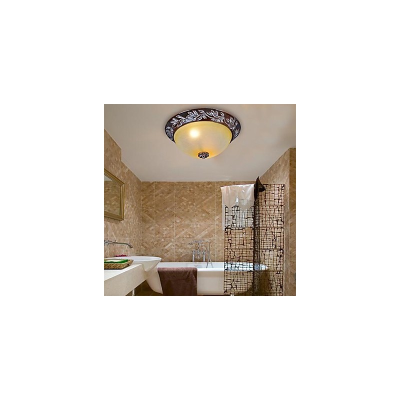 Lámpara de techo de cristal blanco y amarillo, resina, talla plateada, estilo clásico europeo.