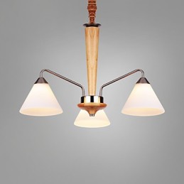 Lámpara empotrada de madera y bambú con pintura estilo mini vintage