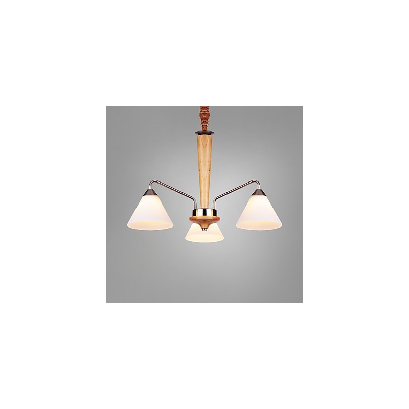 Lámpara empotrada de madera y bambú con pintura estilo mini vintage