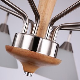 Lámpara empotrada de madera y bambú con pintura estilo mini vintage