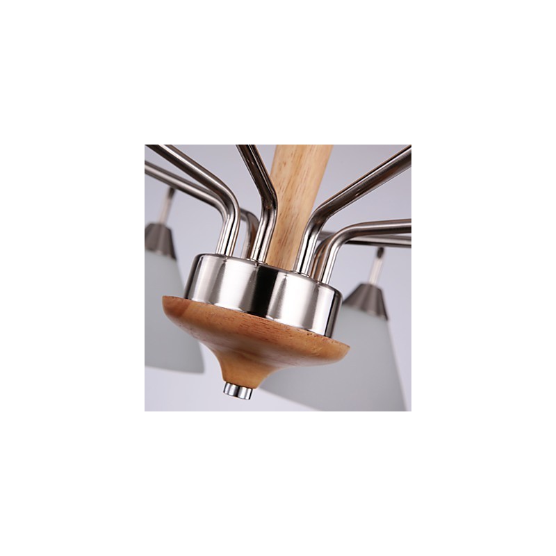 Lámpara empotrada de madera y bambú con pintura estilo mini vintage