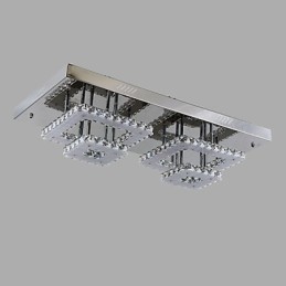Lámpara de techo moderna contemporánea de metal cromado y cristal