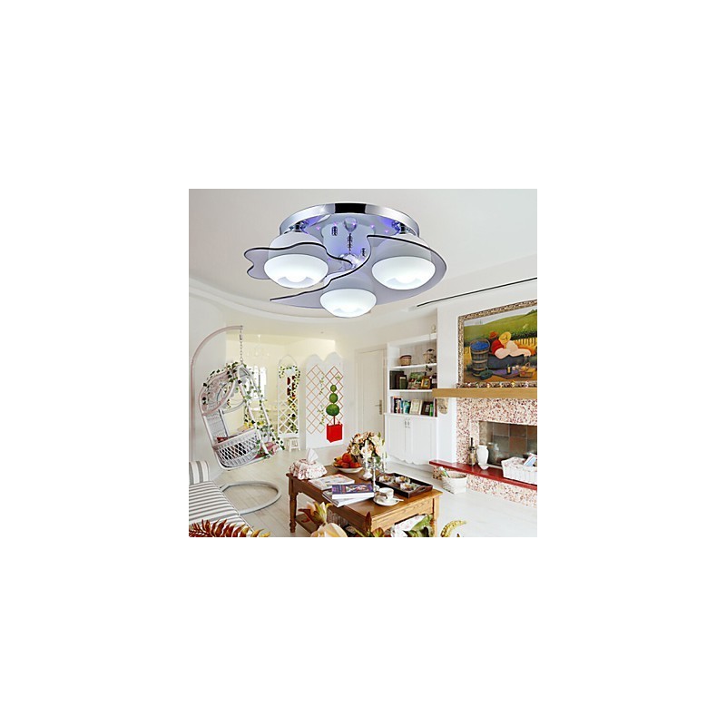 Lámpara empotrada de 3 luces, moderna, de estilo contemporáneo, de acero inoxidable blanco.