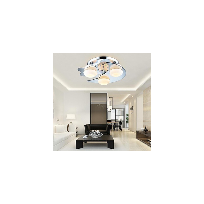 Lámpara empotrada de 3 luces, moderna, de estilo contemporáneo, de acero inoxidable blanco.