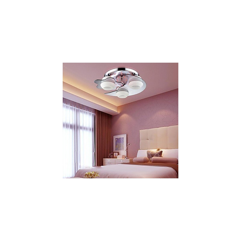 Lámpara empotrada de 3 luces, moderna, de estilo contemporáneo, de acero inoxidable blanco.