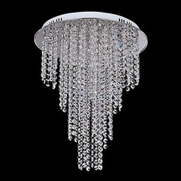 Lámpara de techo de cristal de 8 luces, contemporánea, de metal galvanizado