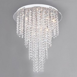 Lámpara de techo de cristal de 8 luces, contemporánea, de metal galvanizado