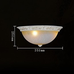 Lámpara de techo blanca de cristal amarillo claro con diseño de resina tallada, estilo clásico europeo.
