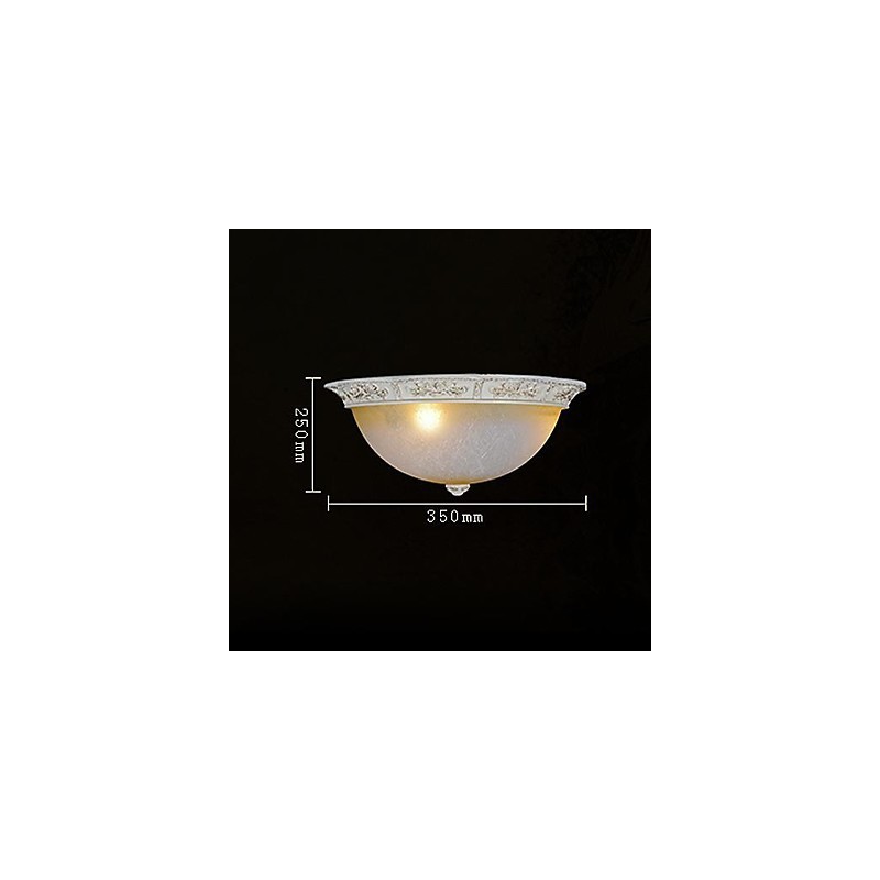 Lámpara de techo blanca de cristal amarillo claro con diseño de resina tallada, estilo clásico europeo.