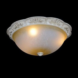 Lámpara de techo blanca de cristal amarillo claro con diseño de resina tallada, estilo clásico europeo.