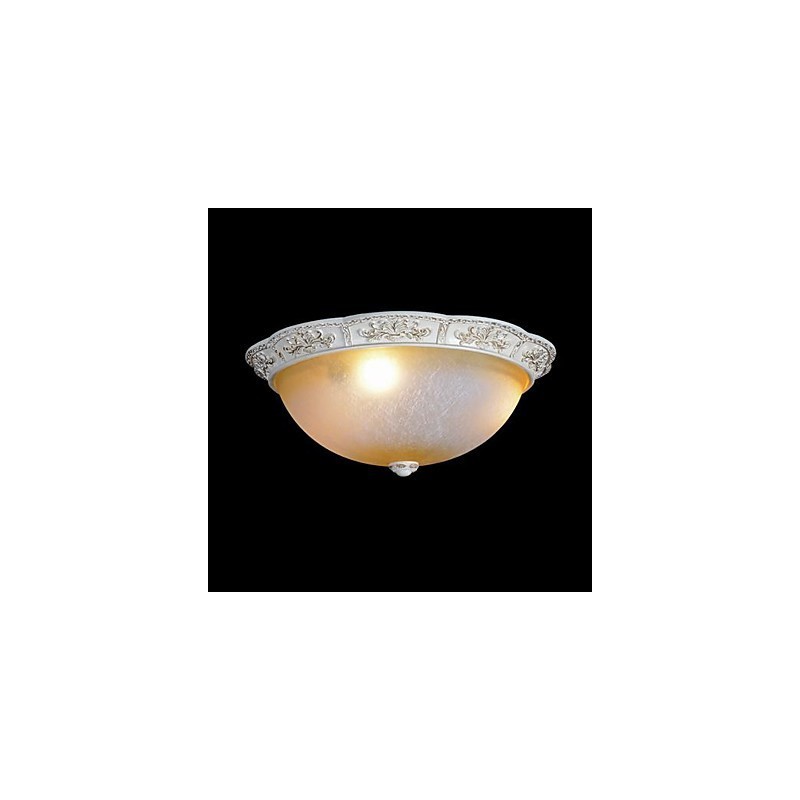 Lámpara de techo blanca de cristal amarillo claro con diseño de resina tallada, estilo clásico europeo.