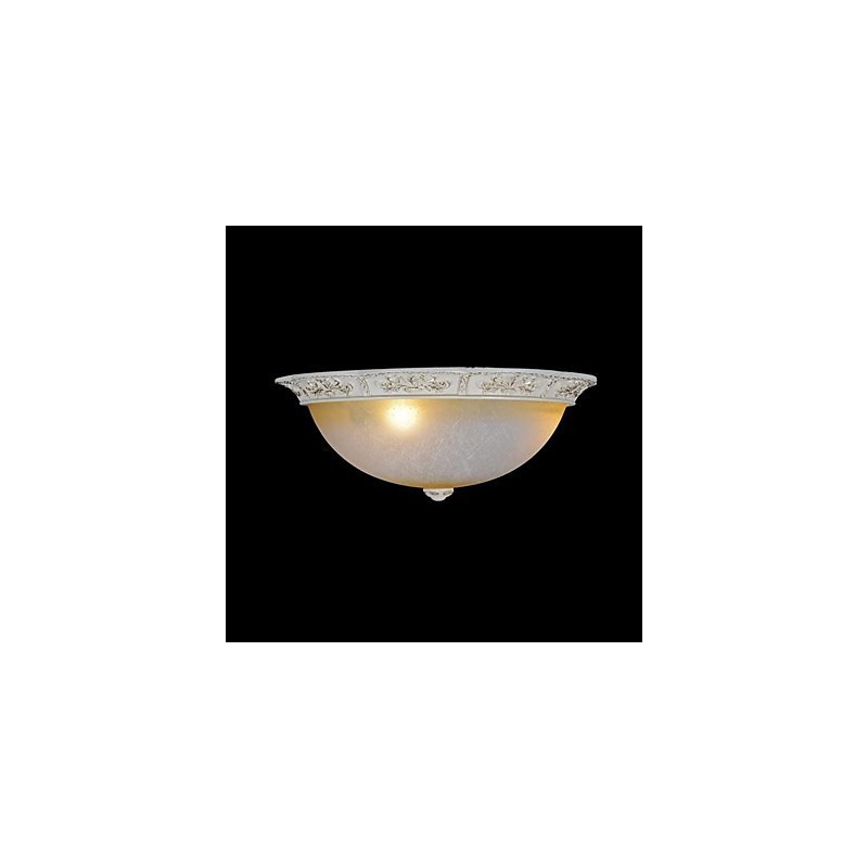 Lámpara de techo blanca de cristal amarillo claro con diseño de resina tallada, estilo clásico europeo.