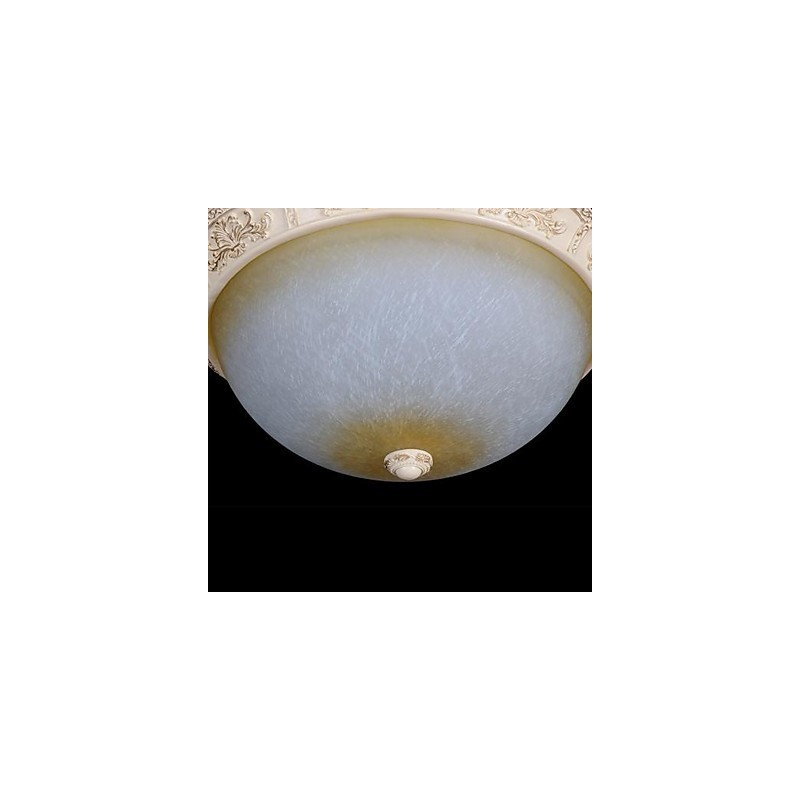 Lámpara de techo blanca de cristal amarillo claro con diseño de resina tallada, estilo clásico europeo.