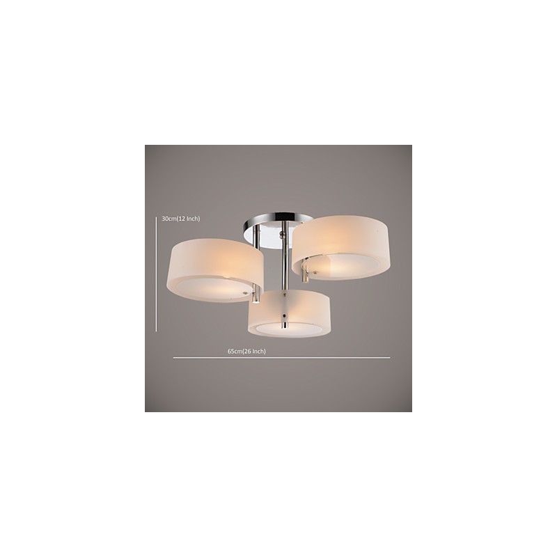 Lámpara de techo moderna contemporánea de 3 luces de metal con montaje empotrado