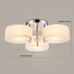 Lámpara de techo moderna contemporánea de 3 luces de metal con montaje empotrado