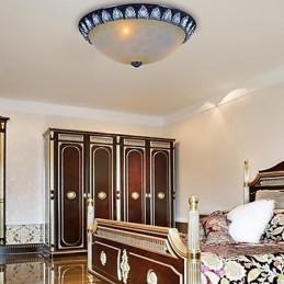 Lámpara de techo empotrada con patrón de vidrio, resina, talla plateada, estilo clásico europeo