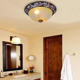 Lámpara de techo de cristal blanco y amarillo, resina, talla plateada, estilo clásico europeo.
