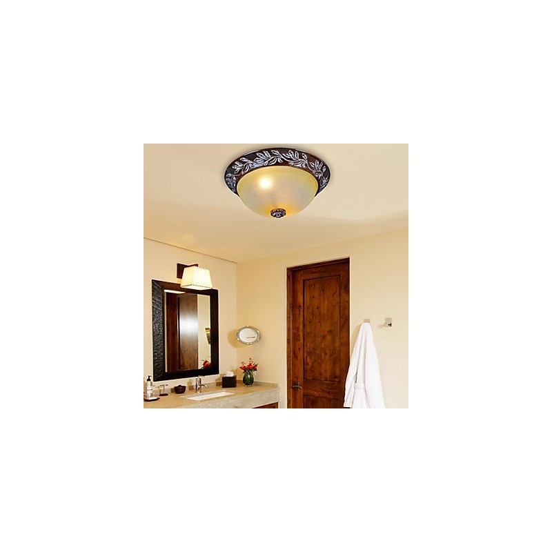 Lámpara de techo de cristal blanco y amarillo, resina, talla plateada, estilo clásico europeo.
